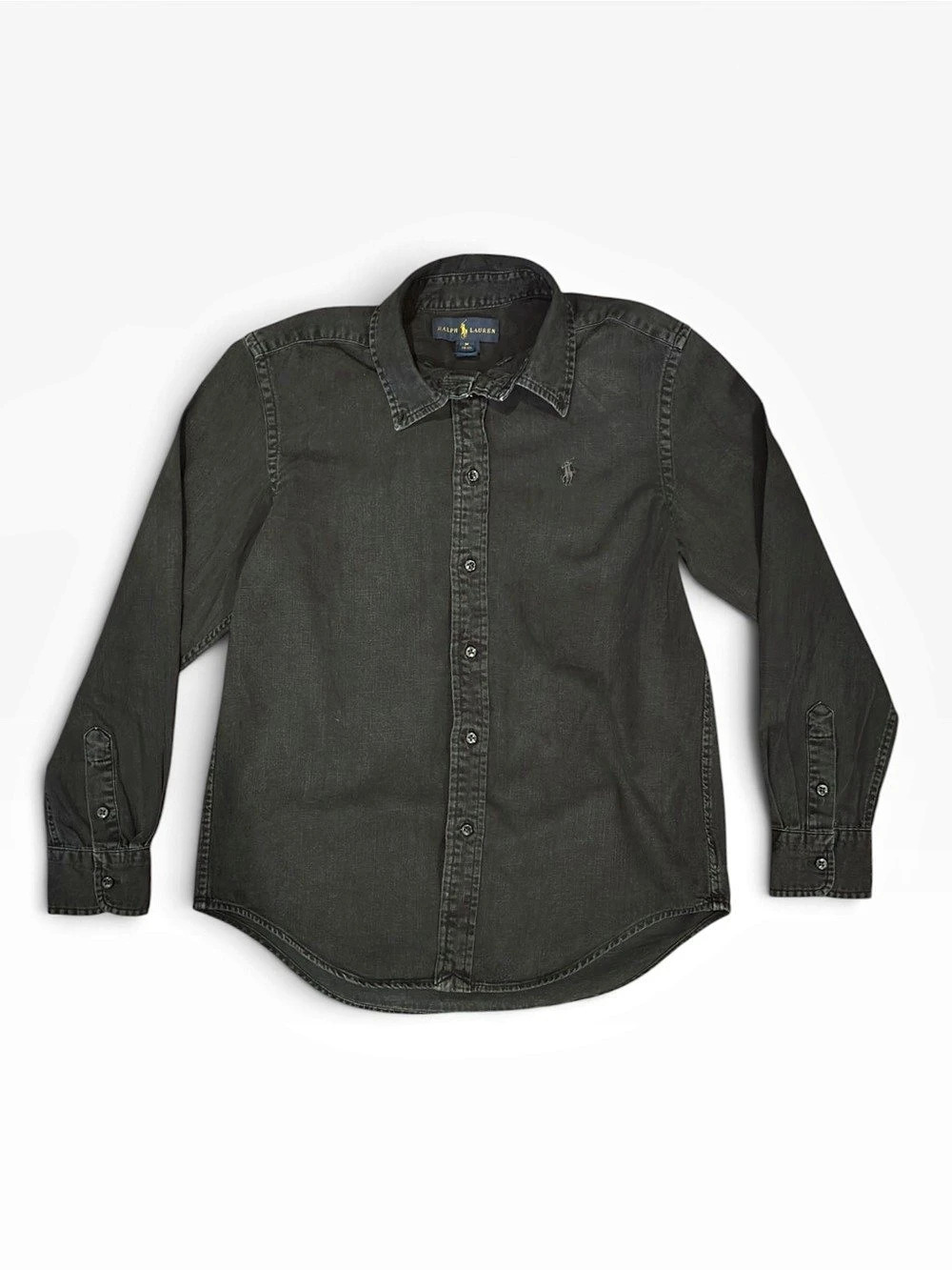 Ralph Lauren Boys Button Down Shirt Black Wash Medium Size (10-12)